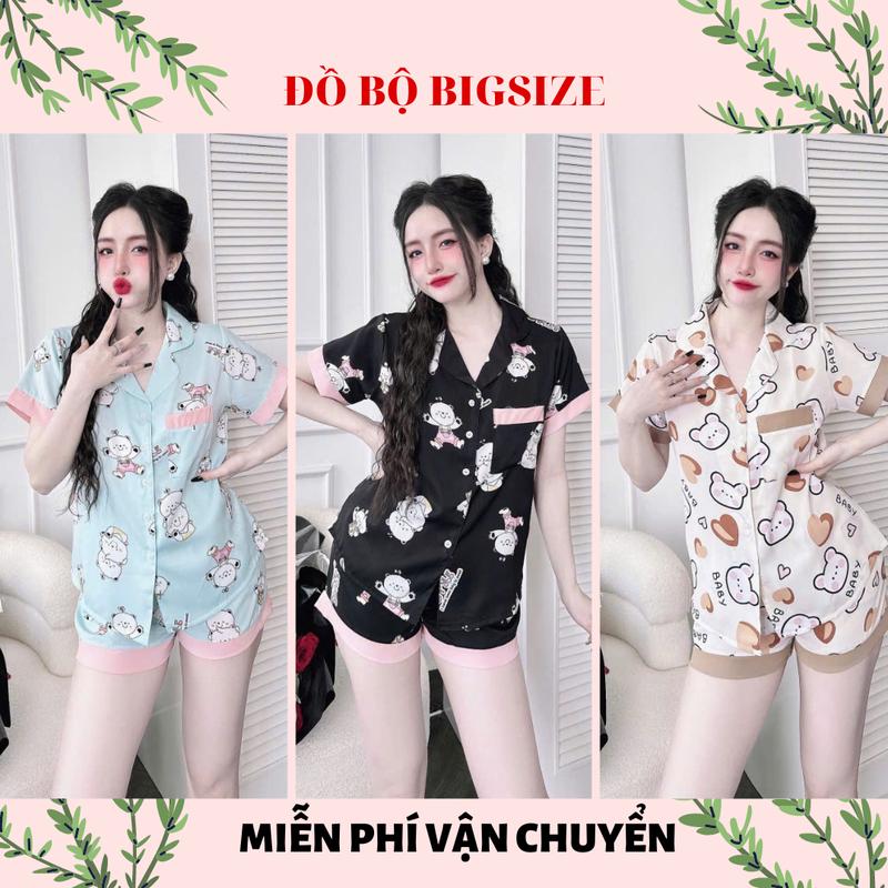    55-100kg  Đồ bộ bigsize ĐÙI LỤA MANG0 - SINCE1997 pijama đồ ngủ bigsize Áo Ngủ Lụa Mango dobo tay 