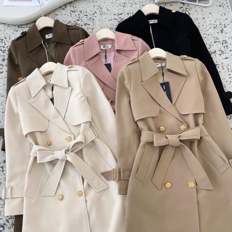 Áo Măng Tô Dáng Dài Cúc Đồng New Version Có Đai Nhiều Màu X47