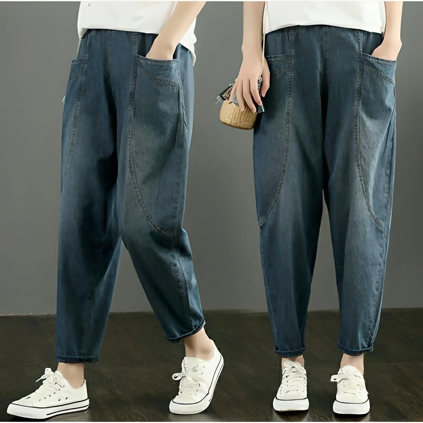 CELANA BAGGY JEANS HARUKA PINGGANG KARET TERBARU