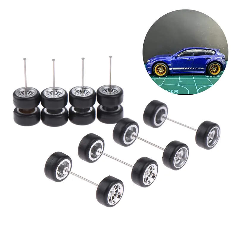 Innovative ABS Basic Modified Parts Vehicle Toy For Hotwheels Tomica Mini GT 1 Set 1/64 Model Car Wheels With Rubber Tires