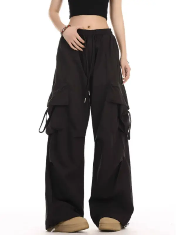 Quần Túi Hộp Ống Rộng Haven Studio chất kaki form rộng bigsize màu đen trắng Pants quan jogger big Sport Thể Dục 2