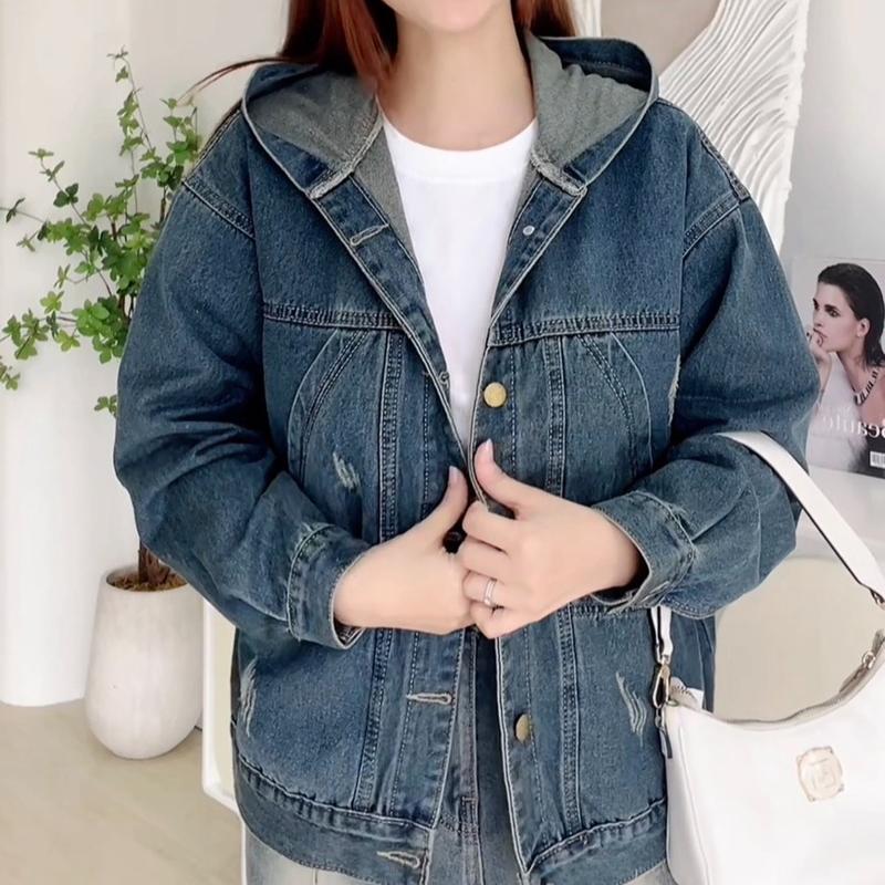 ÁO KHOÁC JEAN NAM NỮ 6 TÚI CÓ NÓN (CÓ TÚI TRONG)Size 40-85kg Women Jacket 6