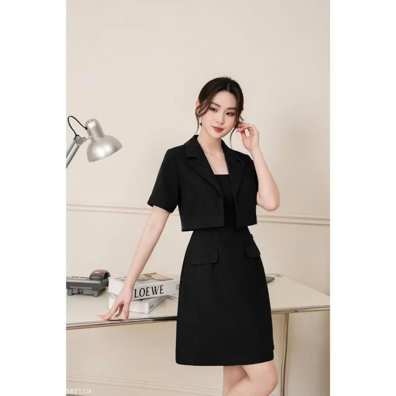 Set 2 Món Áo Vest Và Đầm 2 Dây Thời Trang Nữ