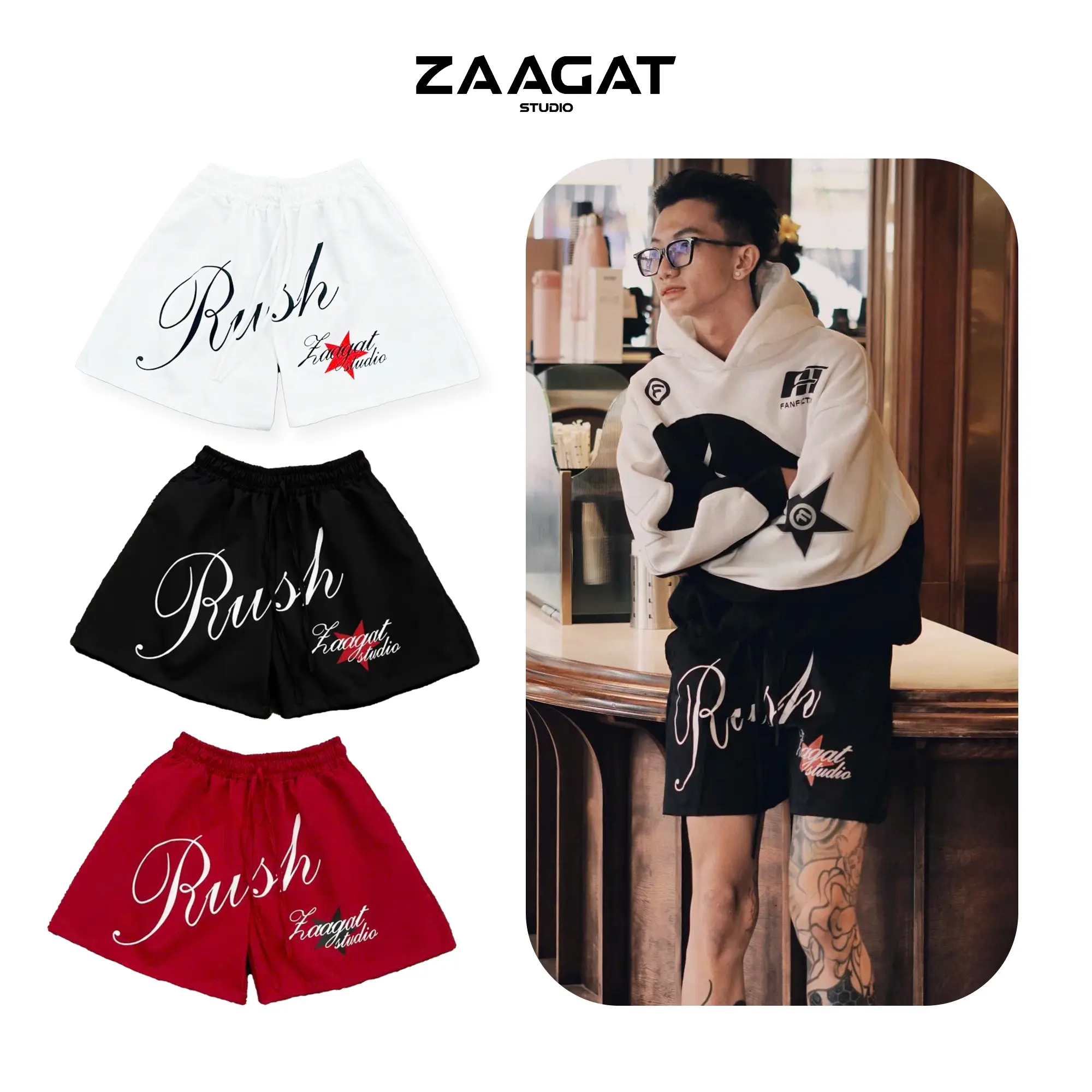 ZAAGAT RUSH SHORT - Quần short kaki ống rộng form trên gối Menswear Ong