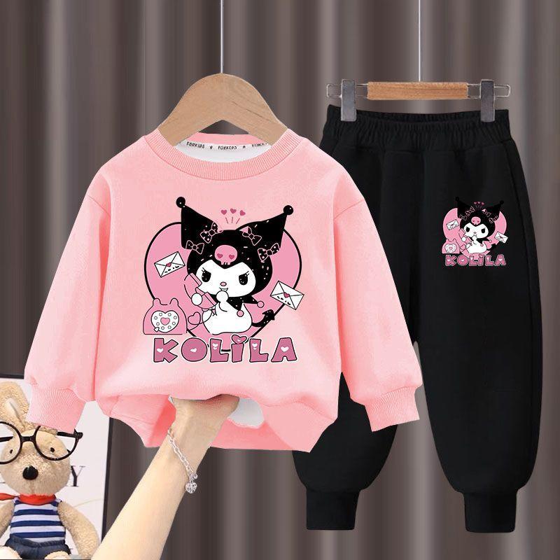 Product Introduction of Set Musim Luruh Gadis Kuromi, untuk Musim Bunga dan Musim Luruh, Dua Helai, Seluar Hoodie, Seluar Nipis, untuk Kanak-kanak set  rok batik baju  shirt set  baju one set  blouse skirt baju  shirt baju  denim b  rbie 11