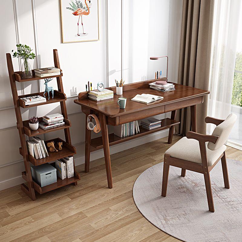 Solid Wood Desk Simple with Drawer Student Writing Desk Rubber Wood Desktop Computer Desk Bedroom Office Desk 5