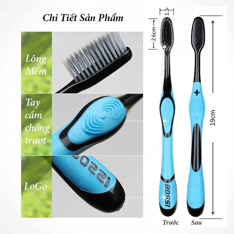 Hộp 30 Cái Bàn Chải Đánh Răng Than Tre Hoạt Tính Bossi Hàn Quốc 3