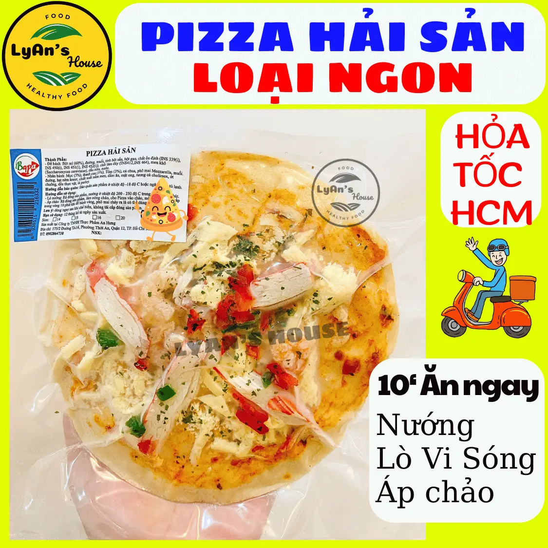 [HỎA TỐC HCM] PIZZA NHIỀU VỊ Hải Sản, Xúc Xích, Bò bằm bắp, Phô mai bào kéo sợi mozzarella đông lạnh, món ăn sáng ăn vặt foods Thực phẩm LyAn's House