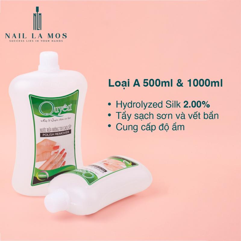 Nước rửa móng tay aceton Quyên chính hãng - Nước rửa axeton loại tốt tẩy mạnh, sạch nhanh, mùi dễ chịu (500ml và 1000ml) 2