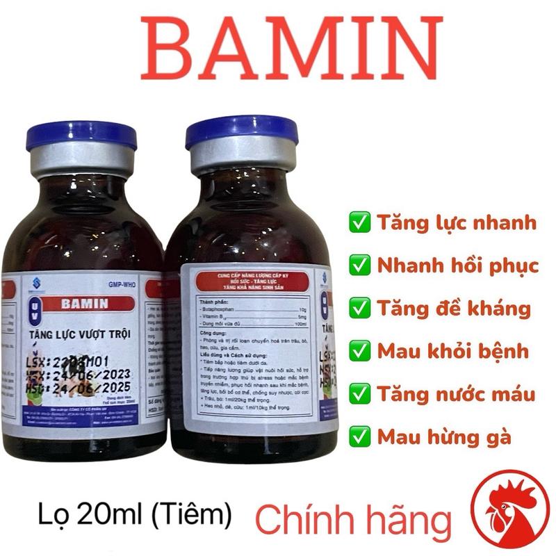 1 lọ thuốc bổ tiêm gà tăng lực, mau hồi phục sau đá và sau bệnh, mau lớn, tăng nước máu, sung gà cựa, gà đòn, gia súc, gia cầm dạng lỏng lọ 10ml (uv bamin)