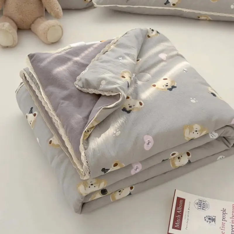 Chăn cotton đũi hè bạc hà có ren -chăn hè mềm mịn thoáng mát , chăn đũi cotton hè mẫu mới nhất kích thước 2m x 2m3 7