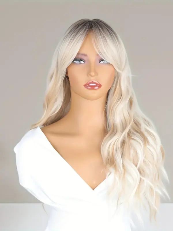 24 Inch Long Wavy Wigs for Women, Gorgeous Fluffy Wigs with Bangs, Synthetic Full Machine Wigs for Party, Daily Use 4