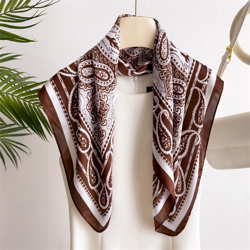 Product Introduction of Khăn Quàng Cổ Vuông Cổ Áo Tóc In Hình, Dành Cho Nữ, Hàng Mới Về, 70CM (27,55inch), Làm Bằng Lụa, Mô Phỏng Lụa, Thích Hợp Cho Tiếp Viên, Khăn Choàng Nữ Công Sở, WJ70FZS-101 12