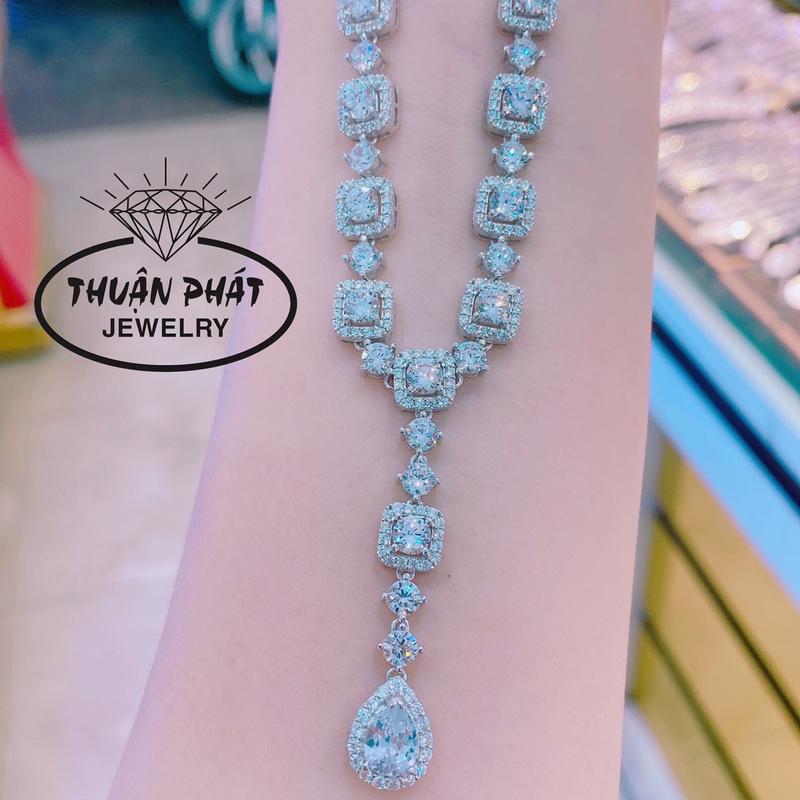  Phụ Kiện Dây Chuyền D058 Vuông Tấm Liền Mặt Giọt Nước Đeo Cổ Sang Trọng Trang Sức Bạc Ý Xi Kim Sáng Chiếu- Bạc Thuận Phát Hoa 