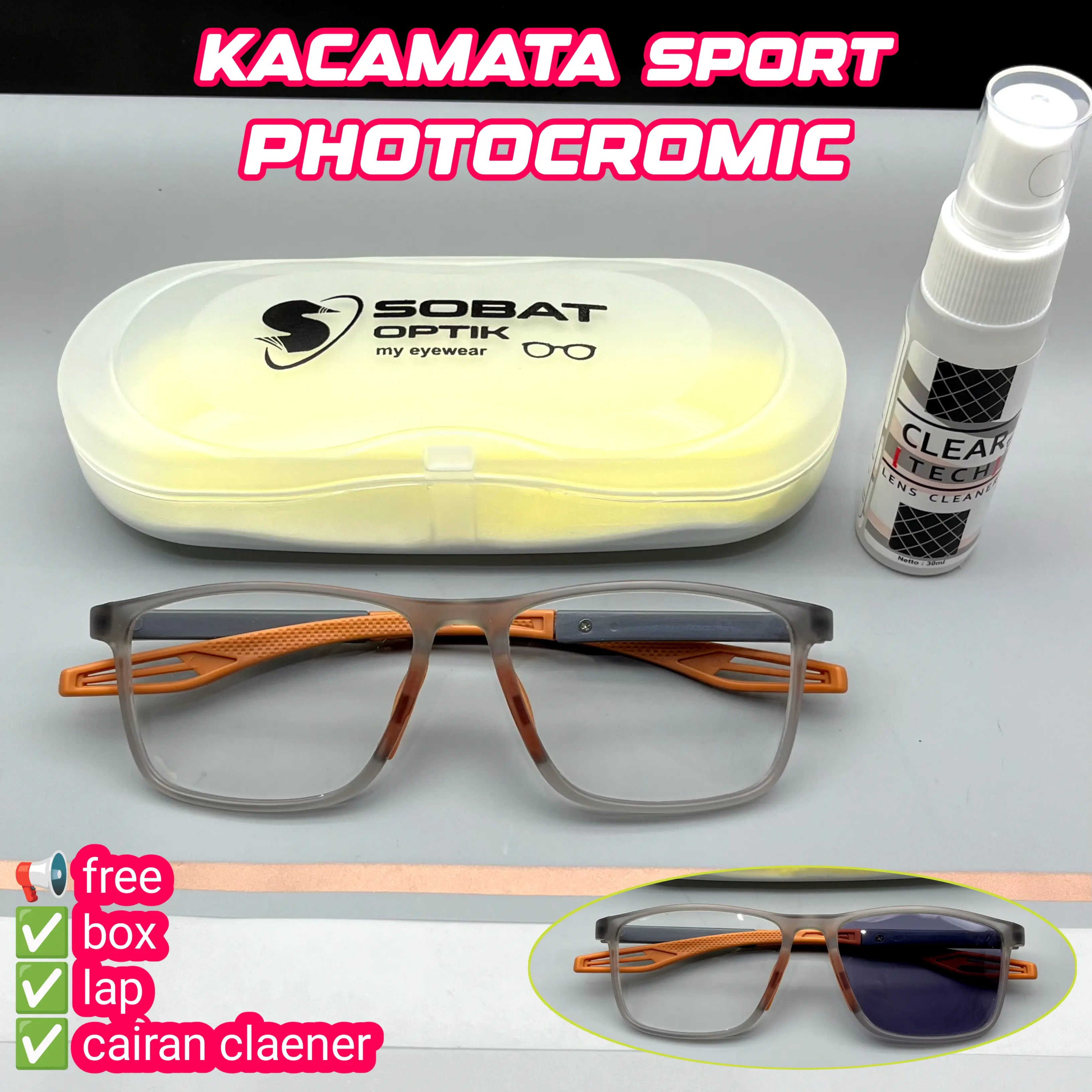 Kacamata Sport Photocromic Anti Uv Untuk Mata Normal Pria dan wanita Olahraga