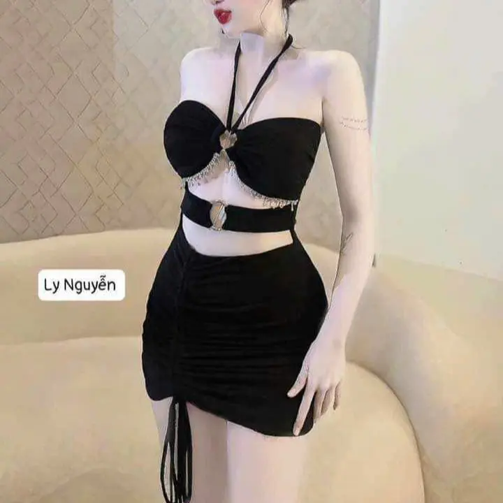 Đầm body nữ đính tua rua - chất thun cotton cao cấp mềm mịn - thích hợp dự tiệc cà phê chụp ảnh - Đỏ/Đen - Size Xs/S/M/L/XL Women Dress