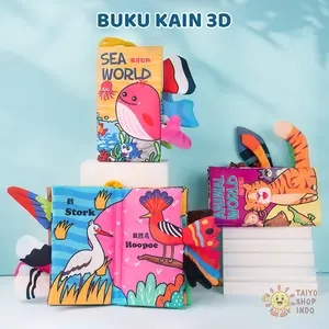 Buku Bantal Bayi 3D Premium Besar Buku Kain Softbook Cloth Book Animal Karakter Kartun Books