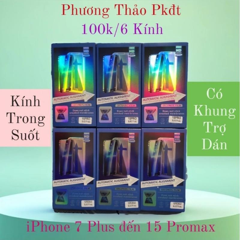 Kính cường lực KingKong trong suốt có khung viền tự dán, có màng bảo vệ loa dùng cho Iphone từ 6 Plus - 17Promax.
