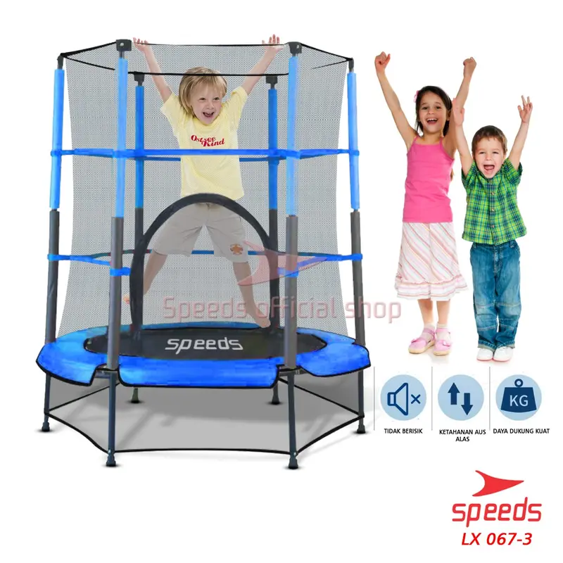 SPEEDS Trampolin Berjaring Pengaman Trampoline Mainan Lompat 55inch 067-3 0