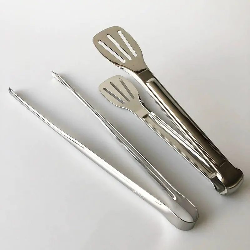 In Stock Food Tongs BBQ Tongs Cake Roasting Tongs 304 Stainless Steel Bread Tongs