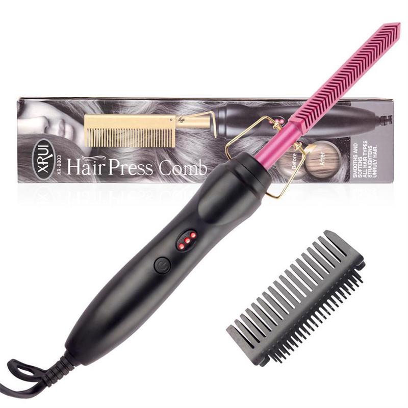 TikTok Shop Electric Heated Hair Straightener Comb Fast Heating Hair Straightening Brush for Gift Summer Gifts Hair Straightener Brush Wet Dry Hair Styling Tools Halloween Christmas Gifts Fall Essenti...