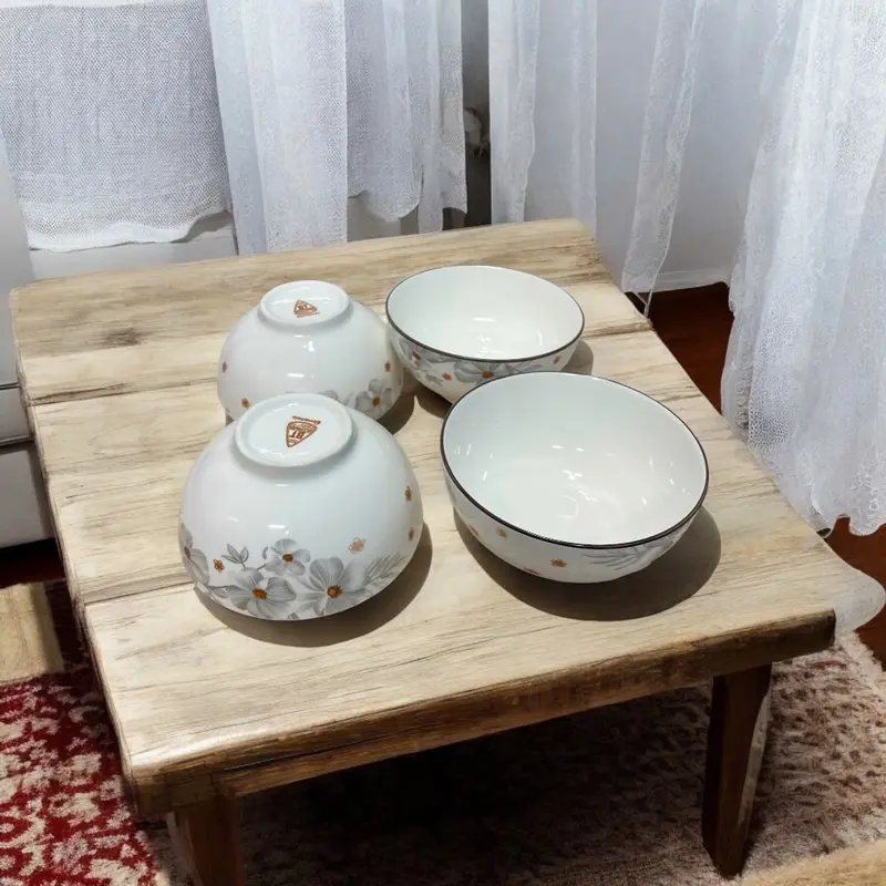 Bộ 10 Chén Sứ Ăn Cơm Họa Tiết Bông Hoa Dừa Trắng Đường Kính 11.5Cm, Bát Sứ Chén Sứ - Phương Trang 2