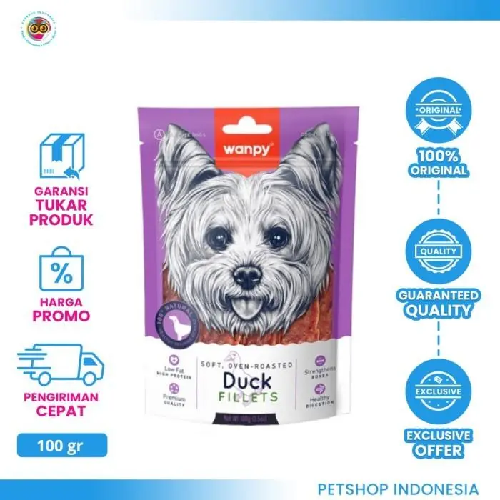 WANPY Soft Duck Fillets 100 gr - Camilan Anjing Wanpy