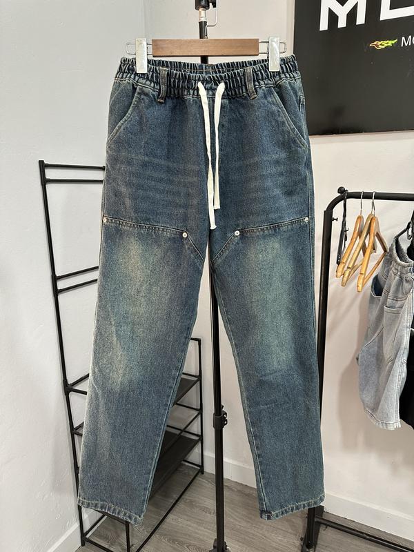 Quần Jeans Basic Double Knee Lưng Chun 2023 Menswear Nam