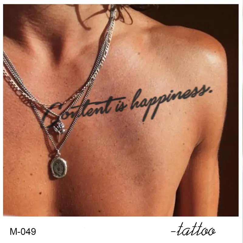 （OUT） ZOAR-BY08 Stiker Tato Temporary Semi Permanen 【Kombinasi kalimat bahasa inggris】Tahan lama Tattoo menempel dekorasi seni untuk pria dan wanita 2