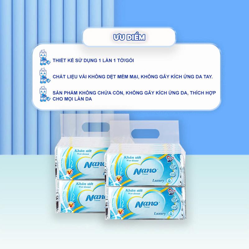Combo 150 tờ khăn lạnh Nano premium 24x23cm, khăn ướt 1 tờ cao cấp dùng cho quán ăn - Nano Tissue 7