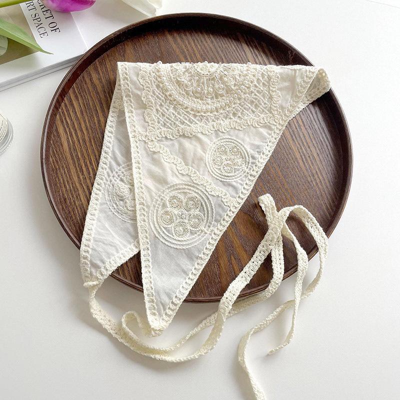 khăn quàng tam giác móc thủ công Băng đô dệt kim Mũ turban đính hạt -NE100 6