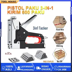 Gratis 600 Paku / Stapler 3in1 Tembak Gun Serbaguna Staples 3 In 1   4-14 MM Tembok jokmotor triplek kayu 3in1 Besi Hand Staple Gun