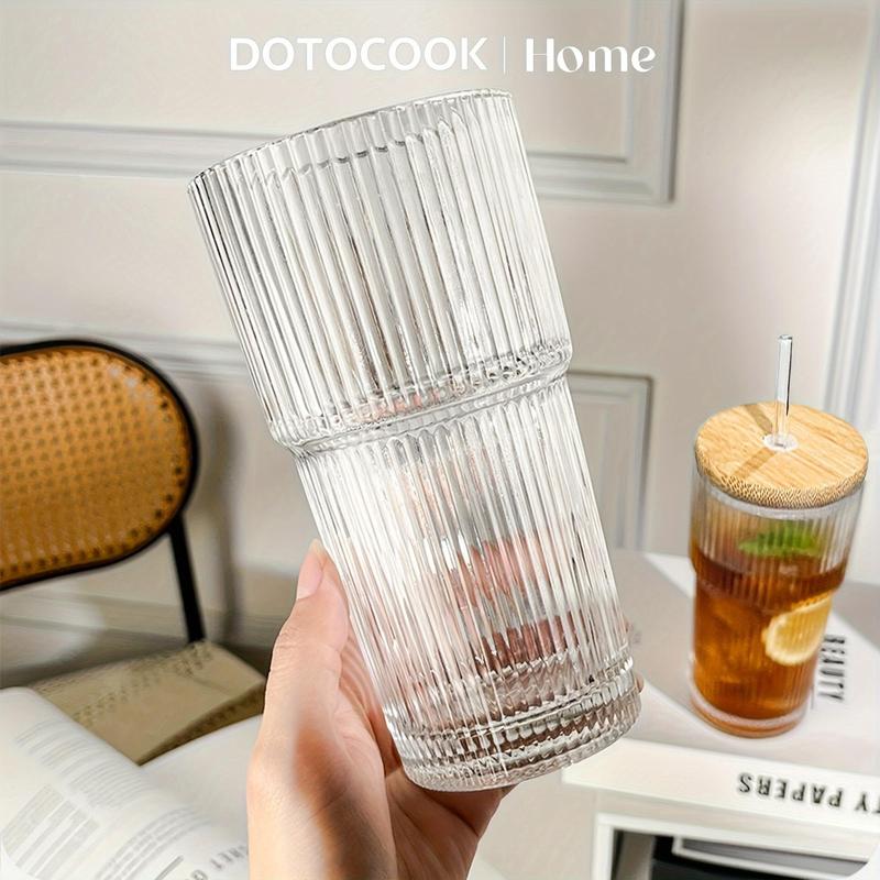 Product Introduction of Clear Glass Tumbler, 2 Counts Vintage Glass Cup with Bamboo Lid & Straw, Drinking Cup for Water, Iced Coffee, Juice, Milk Tea 5