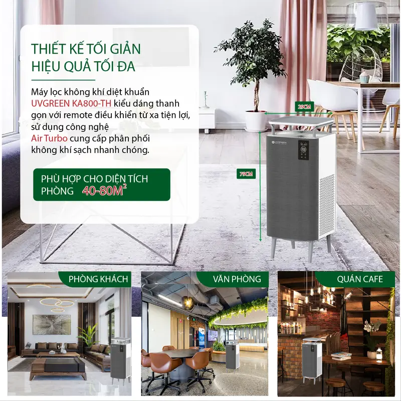 [UVG] [TẶNG LỌC] Combo 2 Máy Lọc Không Khí Diệt Khuẩn UVGREEN KA800-TH 80m2 - Công Nghệ UVC LED và Ion âm, Lõi HEPA H13 Lọc Sạch Bụi Mịn, Mùi Hôi, Khói, Lông Tóc - Bảo hành chính hãng 24 tháng. 4