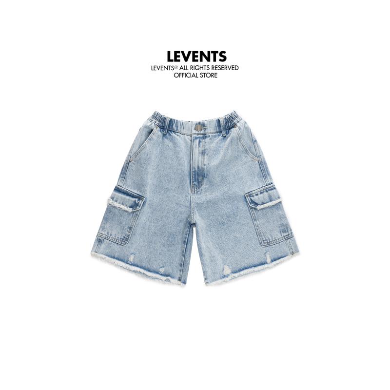 Quần Đùi Levents Cargo Denim Short Jeans Blue Pants Chất Denim Túi Hộp Unisex Short
