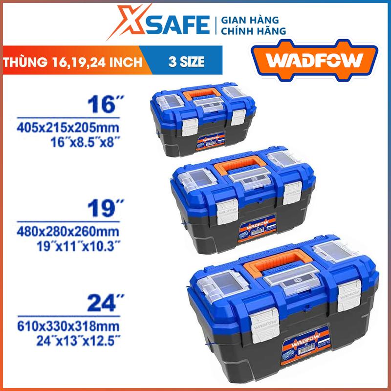 Thùng đựng đồ nghề 3 kích thước 16, 19, 24 inch Wadfow ( khóa kim loại hoặc nhựa), hộp chứa dụng cụ