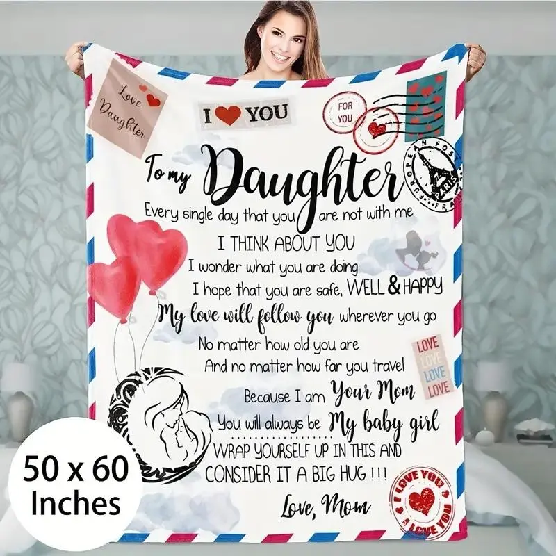 Letter Pattern Blanket, 1 Count Soft Comfortable Throw Blanket, Air-conditioned Room Blanket, Warm Nap Blanket for Home Office Travel Camping