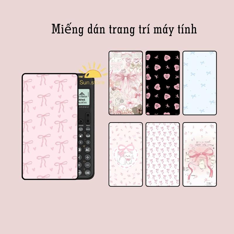 Decal hình nơ Ribbon Bow dán trang trí máy tính cầm tay flexio, caiso, vinacal, deli