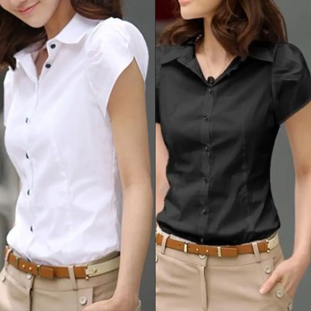 women short-sleeved business summer shirt plus size work clothes Korean style