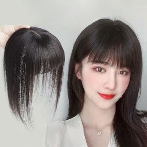 Natural Style Women's Top Hair Piece To Cover White Hair Baldness with Air Bangs 25cm 35cm