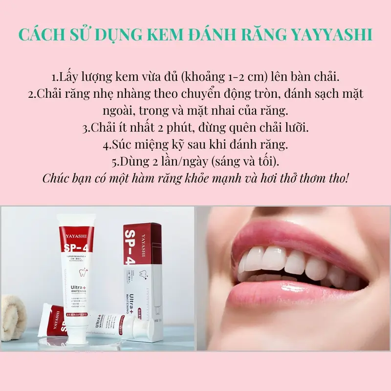 [COMBO TIẾT KIỆM] Kem Đánh Răng YAYASHI SP4 120 Gram, Hỗ Trợ Giảm Hôi Miệng, Hỗ Trọ Trắng Răng, Làm Sạch Răng Miệng, An Toàn Hiệu Quả, Răng Nữ Women. 4