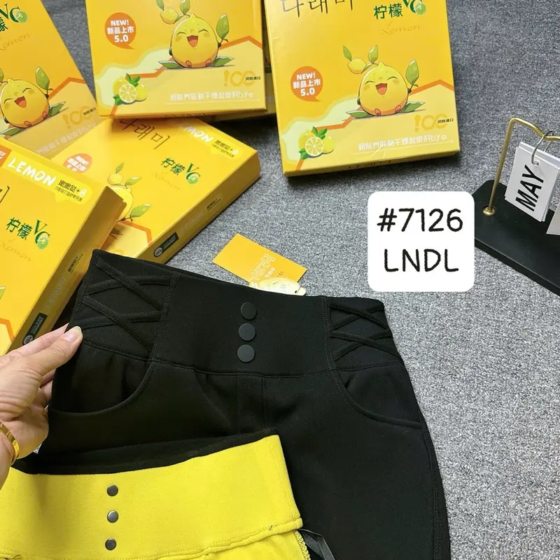 Quần legging lót lông  cạp cao 3 cúc, bản cạp điệu dây đan Lemon 7126 - freeship miễn phí giao hàng toàn quốc 1