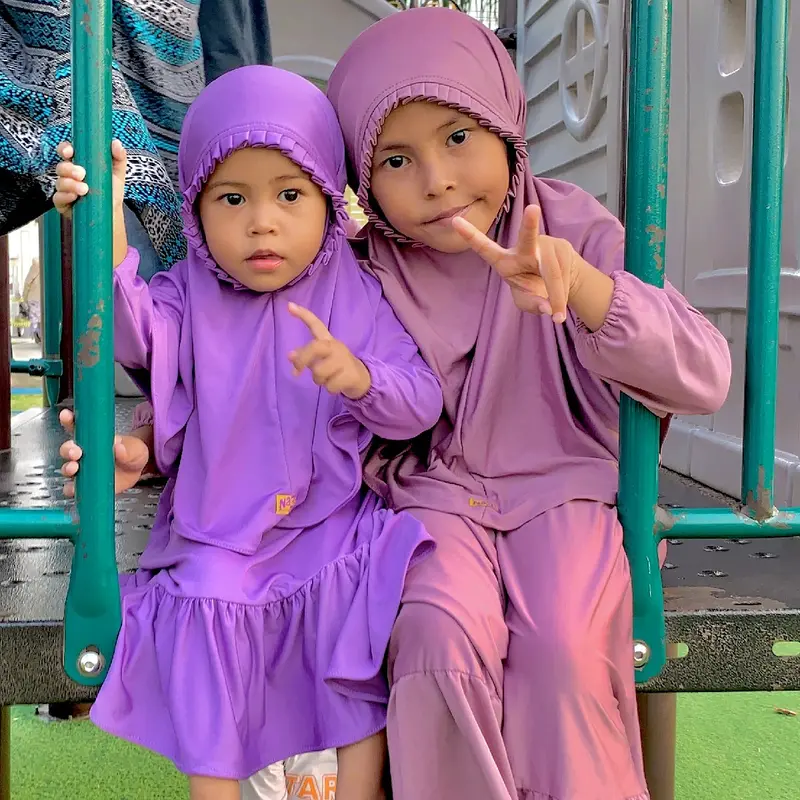 Setelan gamis hijab elsa anak Polos 1