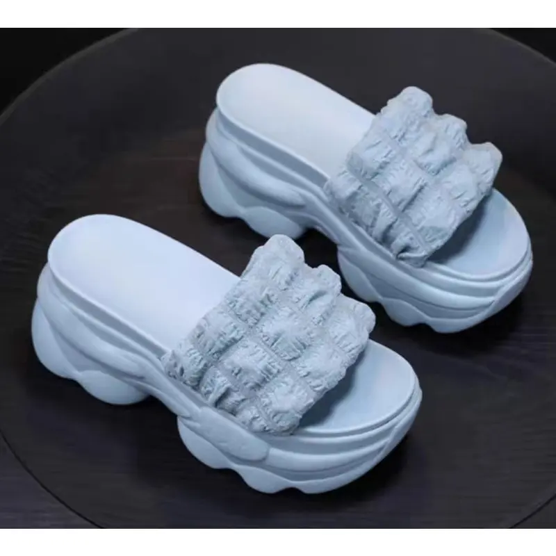 COD Bayar Ditempat Sandal Sendal Wedges Wanita Perempuan Hak Flatfrom Model Kokop Kotak Kain BM 521 5