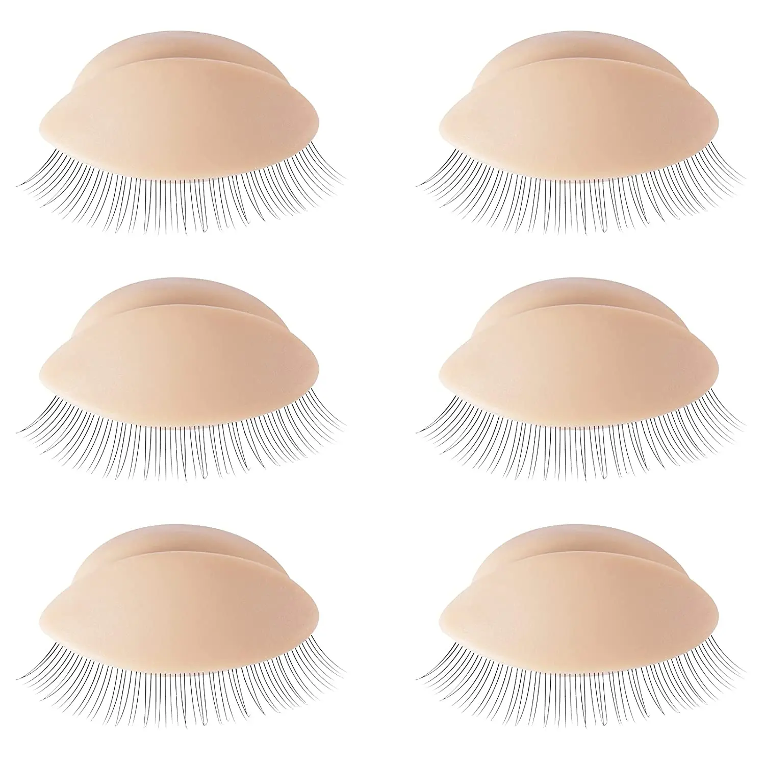 Eyelash Extension Eyelids For Lash Practice, 3 Pairs Silicone Rubber Realistic Eyelids For Eyelash Training,  Replacement Eyelids For Mannequin Head