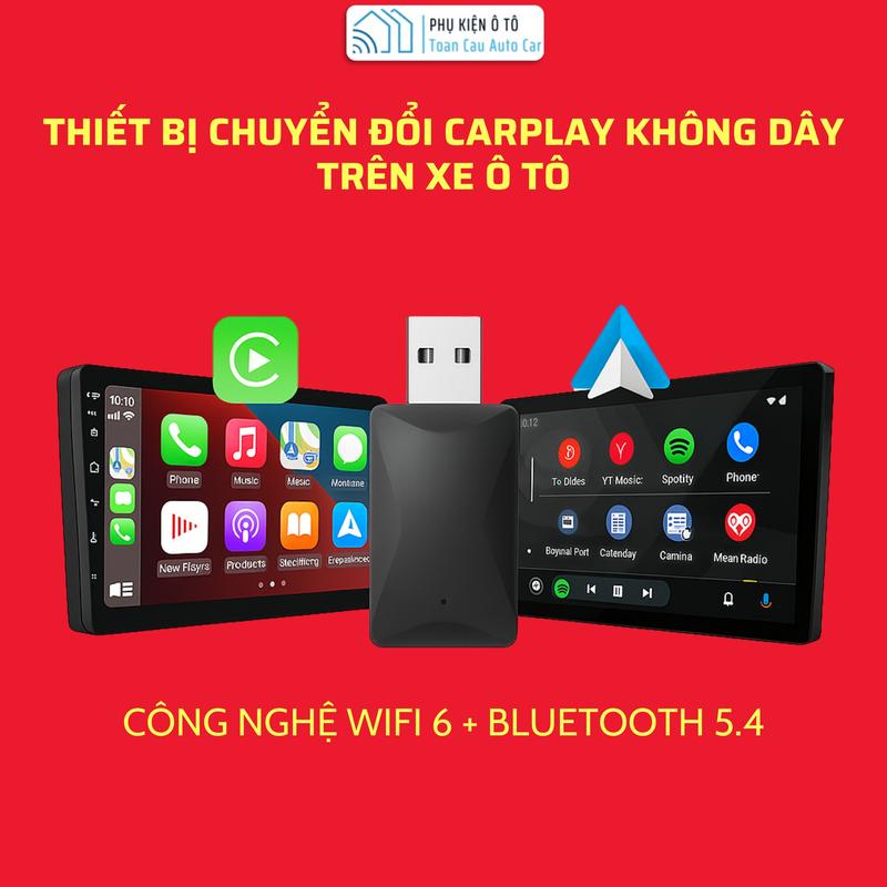 Bộ chuyển đổi Carplay - Android Auto kết nối không dây Auto Car kết nối I-P và Android Chỉ kết nối xe có carplay cắm dây