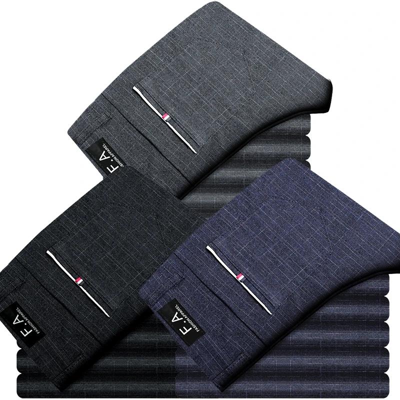 Quần Thường Ngày Cho Nam, Quần Dài Ôm Sát, Chất Liệu Cotton, Kiểu Dáng Suông, Thích Hợp Đi Công Tác, Chinos Dài, Quần Dài, Phong Cách Trơn, Quần Trang Trọng