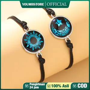 COD Terbaik Penjual Di Eropa dan Amerika Mode Baru Matahari dan Bulan Kekasih Waktu Batu Bercahaya Gelang Pasangan Semua Cocok Tenun Tangan Tali Tangan