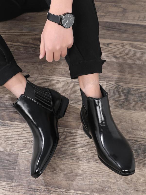 Men's Business Style Solid Color Chelsea Boots, Fashionable PU Leather Ankle Boots for Daily Wear, Casual Trendy Shoes for Party, Daily Clothing Decor 4