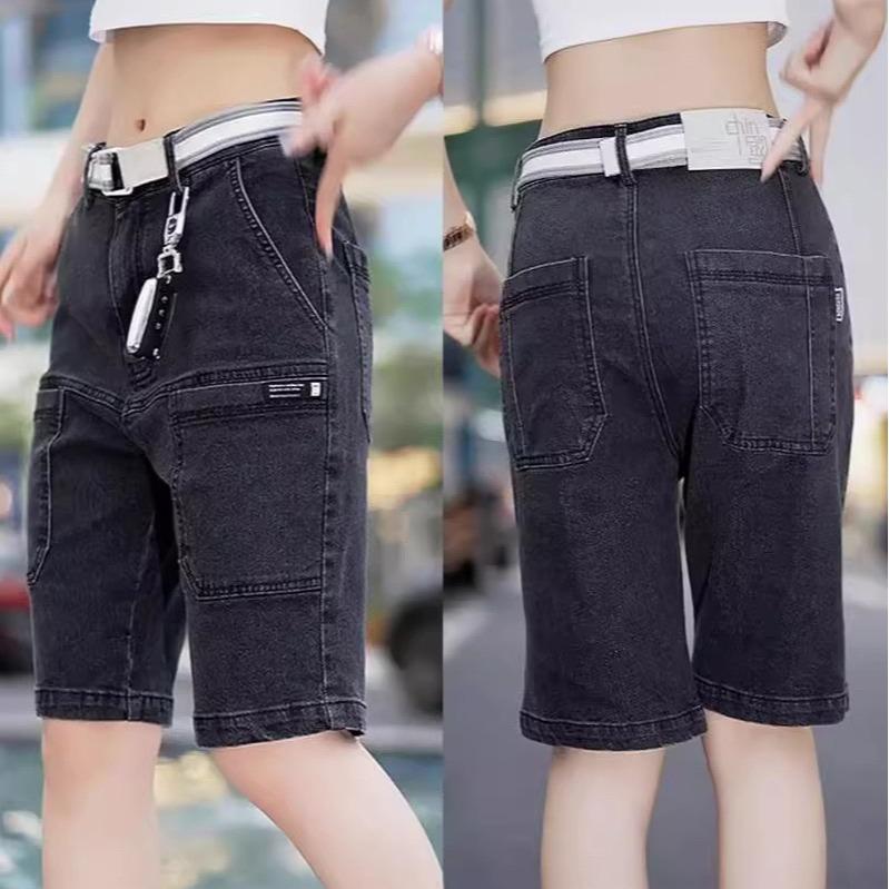 Quần Short Jeans 6 túi Dành Cho Nữ CO Giãn Thoáng Mát Women Voi quần  jeans quần  bò quần  jean quần  jeans đen khói 2
